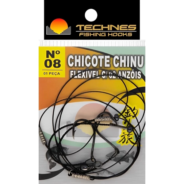 Chicote Technes P/ Pesca de Aço com 02 Anzóis Chinu