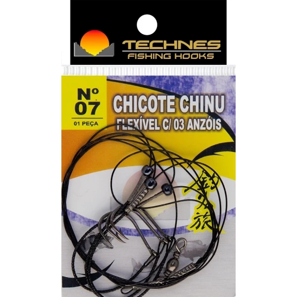 Chicote Technes P/ Pesca de Aço com 03 Anzóis Chinu